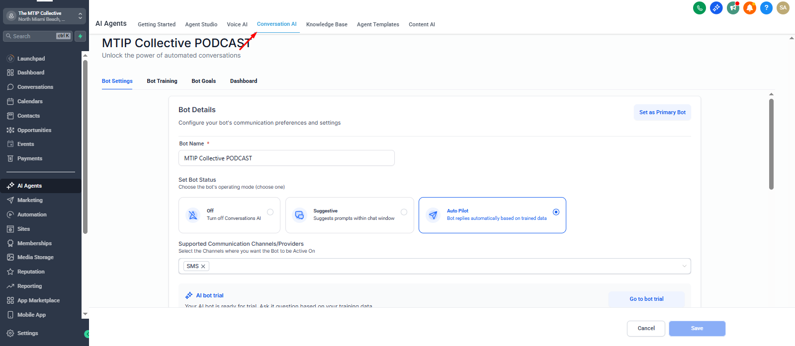 SMS AI Configuration